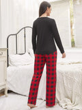 CLASSY CHRISTMAS RED PLAID LONG SLEEVE SUIT