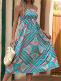 ETHNIC PRINT SUSPENDER DRESS