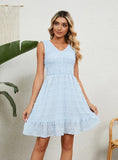 JACQUARD CHIFFON LOOSE V-NECK DRESS