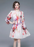 LONG SLEEVE SLIM PRINT CHIFFON DRESS