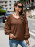 LOOSE LONG-SLEEVED V-NECK T-SHIRT