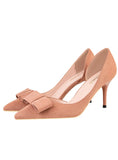 SHALLOW-MOUTHED POINTED SUEDE BOW SHOES