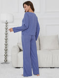 FASHION SOLID COLOR LONG-SLEEVED PAJAMAS SUIT