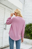 SOLID COLOR CHIFFON LOOSE V-NECK LONG SLEEVE SHIRT