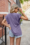 SOLID COLOR U-NECK SHORT SLEEVE LOOSE T-SHIRT