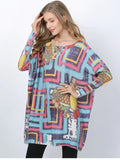 FASHION PRINTED LOOSE-FITTING BAT SLEEVE SWEATER