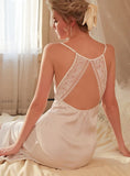 FASHION ICE SATIN SUSPENDER LACE NIGHTGOWN
