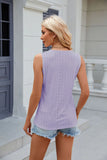 V-NECK LACE STITCHING SLEEVELESS VEST T-SHIRT