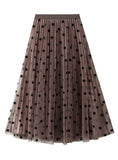 Polka Dot Mesh Pleated Skirt