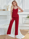 FASHION SUMMER RED PLAID SLING SEXY TWO-PIECE SUIT