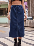 ELASTIC WAIST DRAWSTRING DENIM SKIRT