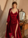 LOOSE SEXY PAJAMAS VELVET DRESS