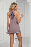 SOLID COLOR LACE KNIT VEST T-SHIRT