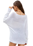 FASHION LOOSELY SEQUINED BAT SLEEVE KNITTED SWEATER