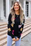 Bow Print Round Neck Sweater