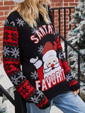 STYLISH CHRISTMAS EMBROIDERY ROUND NECK SWEATER