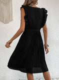 SUMMER PLEATED SLEEVELESS FLOUNCES DRESS