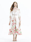 Printed Long-sleeved Button Dress