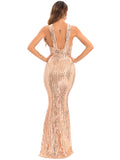 BACKLESS RETRO SEQUINED DRESS