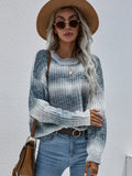 STYLISH PULLOVER STRIPED ROUND NECK RAINBOW SWEATER