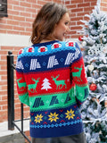 CASUAL JACQUARD CONTRAST ELK CHRISTMAS SWEATER