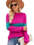 FASHION CONTRAST STITCHING SEMI-TURTLENECK LOOSE SWEATER