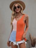 FASHION LOOSE HALTER TOP STITCHING SWEATER