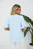 SOLID COLOR V-NECK SHORT-SLEEVED LOOSE TOP