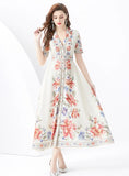 PLANT PRINT SHORT SLEEVE DRESS