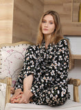 FASHION PLANT PRINTED LONG-SLEEVED TWO-PIECE SUIT