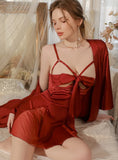 SEXY STEEL RING GATHERED BOW SUSPENDER NIGHTDRESS
