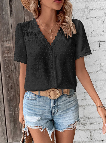 2023V-NECK SOLID COLOR BLOUSE SHIRTS