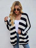 CASUAL BAT SLEEVE KNITTED LOOSE STRIPED COAT