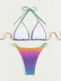 MULTICOLOR ILLUSION SEXY BACKLESS BIKINI