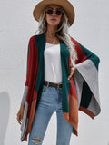FASHION PLAID LOOSE KNIT CARDIGAN COAT SWEATER