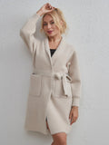 STYLISH POCKET CARDIGAN IMITATION MINK KNITTED COAT