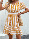 V-NECK BOHEMIAN SHORT SLEEVE DRESS