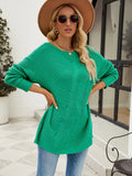 STYLISH SOLID COLOR BUTTONED LOOSE PULLOVER SWEATER