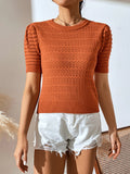 PULLOVER SHORT SLEEVE SOLID COLOR SWEATER