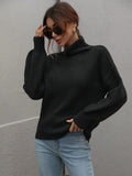 FASHION SOLID COLOR PULLOVER LOOSE TURTLE NECK SWEATER