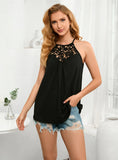 SOLID COLOR LACE STITCHING SLEEVELESS VEST TOP