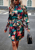 WOMEN PRINTED LONG-SLEEVED DRESS