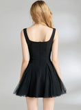 MESH FLUFFY SLING SHORT DRESS