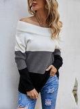 STYLISH COLLAR SPLICING MULTI-COLOR SWEATER