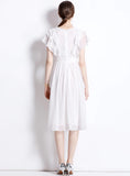 WHITE SLIM WAIST BEACH DRESS