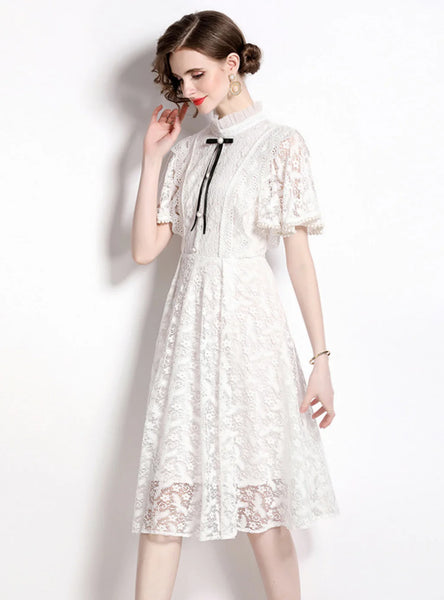 Elegant Spaghetti Strap Sleeveless Short A-line White Lace Homecoming Dresses For Party Online, HD0884