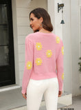 Short Daisy Round Neck Flower Sweater
