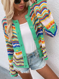 CLASSY WOMEN LOOSE RAINBOW STRIPED SWEATER