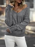 FASHION SEXY V-NECK PEARLS SWEATER