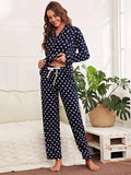 CLASSY STAR PRINT TOP LONG SLEEVE SUIT